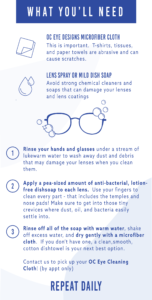 instructions for properly cleaning eyeglasses